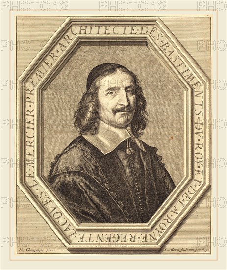 Jean Morin after Philippe de Champaigne, French (c. 1600-1650), Jacques le Mercier, etching, engraving, and stippling on laid paper