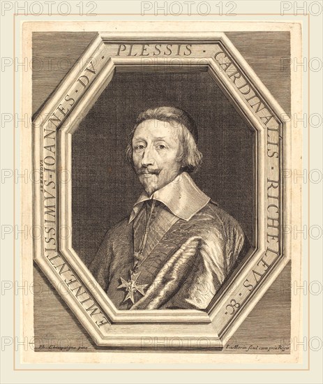 Jean Morin after Philippe de Champaigne, French (c. 1600-1650), Cardinal Richelieu, etching, engraving, and stippling on laid paper