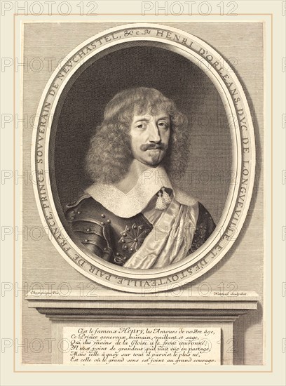 Robert Nanteuil after Philippe de Champaigne, French (1623-1678), Henri II d'Orléans, Duc de Longueville, 1655, engraving
