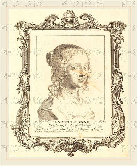 Claude Mellan, French (1598-1688), Henriette Anne of England, Duchess of Orléans, engraving on laid paper