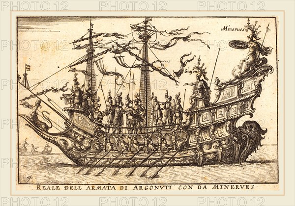 Balthasar Moncornet after Remigio Cantagallina, French (c. 1600-1668), Reale dell'Armata di Argonuti con da Minerves, etching on laid paper