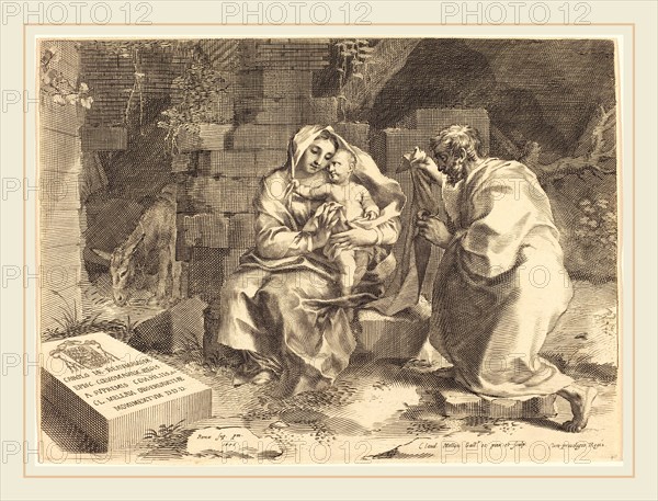 Claude Mellan, French (1598-1688), The Holy Family, engraving