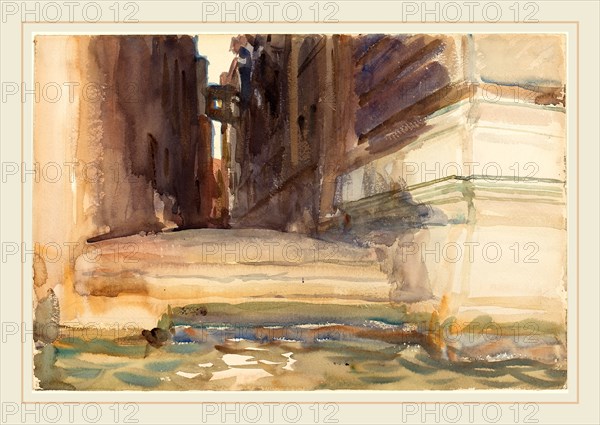 John Singer Sargent, The Calle della Rosa with the Monte di PietÃ , Venice, American, 1856-1925, c. 1904, watercolor over graphite on wove paper