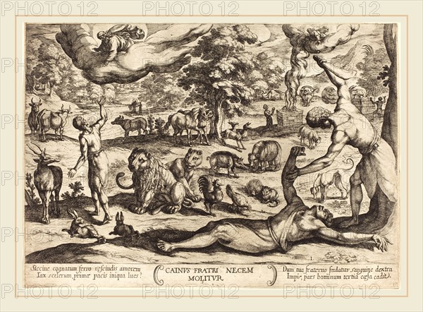 Antonio Tempesta, Italian (1555-1630), Cain Kills His Brother Abel, 1613, etching