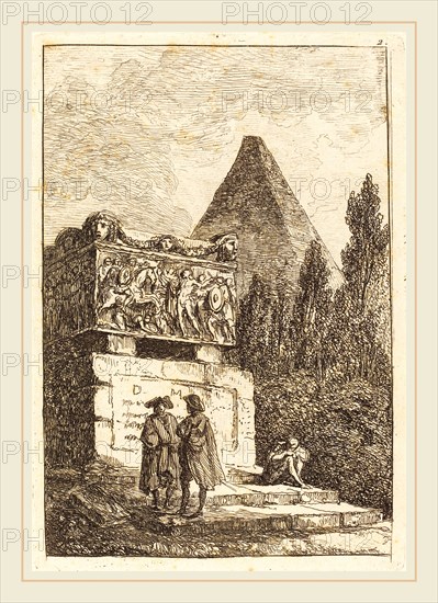 Hubert Robert, French (1733-1808), The Sarcophagus, etching