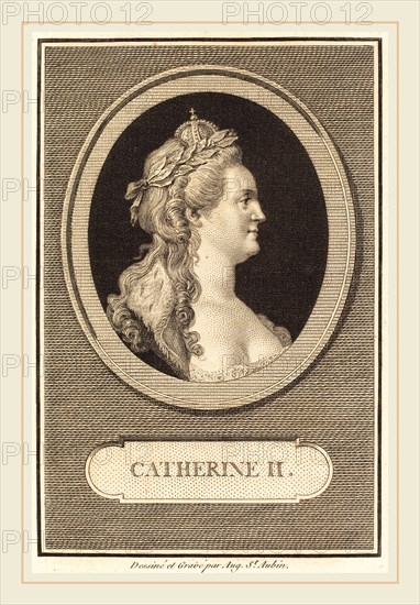 Augustin de Saint-Aubin, French (1736-1807), Catherine II, 1802, engraving over etching on laid paper