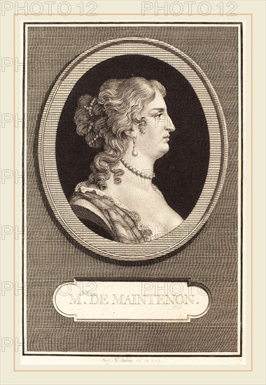 Augustin de Saint-Aubin, French (1736-1807), Madame de Maintenon, 1801, engraving over etching on laid paper