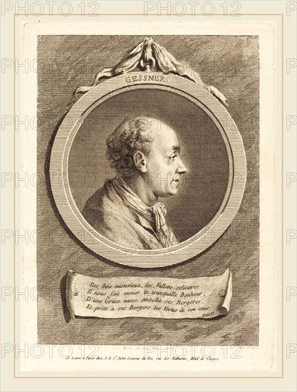 Augustin de Saint-Aubin after Baron Dominique Vivant Denon, French (1736-1807), Salomon Gessner, 1775, engraving over etching on laid paper