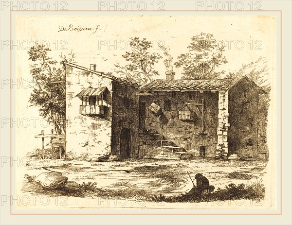 Jean-Jacques de Boissieu, French (1736-1810), Two Houses with Tile Roofs, 1759, etching on laid paper