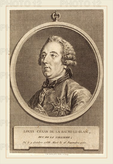 Charles-Nicolas Cochin II, French (1715-1790), Louis Cesar de La Baume-le-Blanc, etching on laid paper