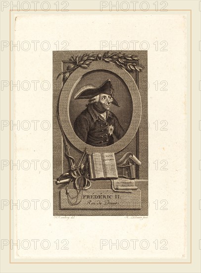 Remi-Henri-Joseph Delvaux after Johann Heinrich Ramberg, French (1748 or 1750-1823), Frederick the Great, King of Prussia, engraving on laid paper