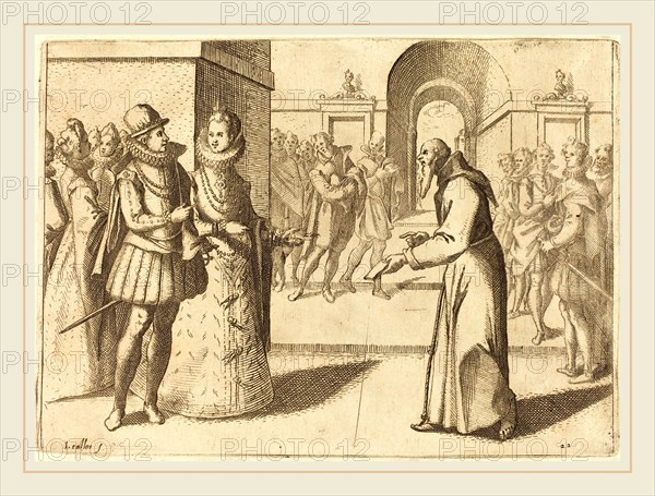 Jacques Callot, French (1592-1635), A Capucio Bringing Thanks of the King of Bavaria, 1612, etching on laid paper [restrike]