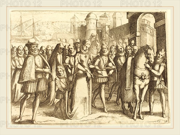 Jacques Callot, French (1592-1635), Arrival at Valencia, 1612, etching on laid paper [restrike]