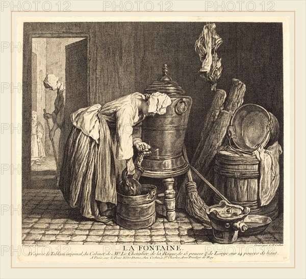 Charles-Nicolas Cochin I after Jean Siméon Chardin, French (1688-1754), La Fontaine, 1739, engraving