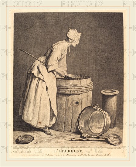 Charles-Nicolas Cochin I after Jean Siméon Chardin, French (1688-1754), L'Ecureuse, 1740, engraving