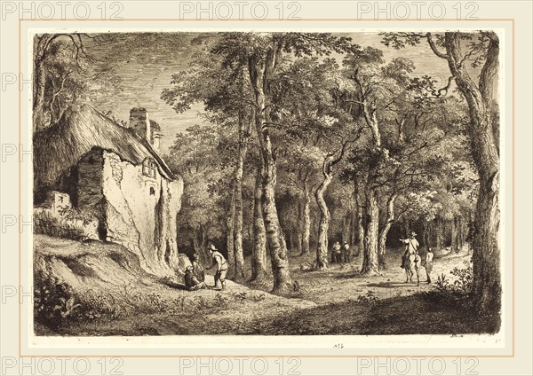 Jean-Jacques de Boissieu, French (1736-1810), Entree de Foret, 1772, etching with plate tone