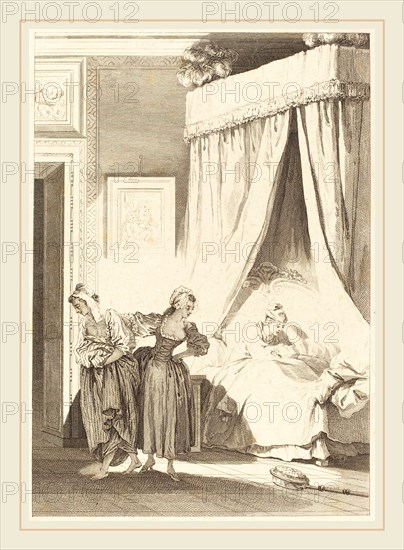 Philippe Triere and Antoine-Jean Duclos after Jean-Honoré Fragonard, French (1742-1795), La gageure des trois commeres: La servante, etching