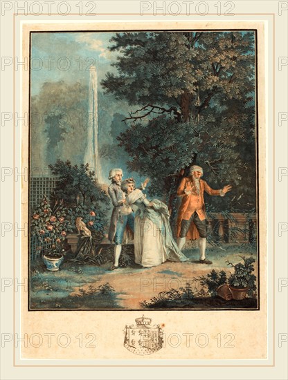 Louis Le Coeur after Nicolas Lavreince, French (active c. 1784-1825), Colin-maillard, 1789, color aquatint and etching