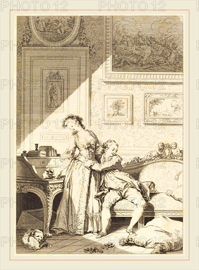 Jacques Aliamet and Antoine-Jean Duclos after Jean-Honoré Fragonard, French (1726-1788), A femme avare galant escroc, etching