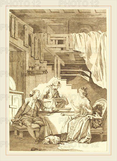 Jean Dambrun and Jean-Baptiste Tilliard after Jean-Honoré Fragonard, French (1740-1813), Le faucon, etching