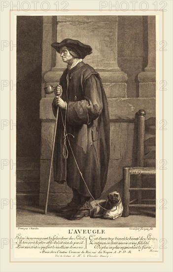 Pierre Louis de Surugue after Jean Siméon Chardin, French (1710 or 1716-1772), The Blind Beggar, engraving