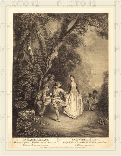BenoÃ®t Audran II after Antoine Watteau, French (1698-1772), The Peasant Dance, engraving and etching