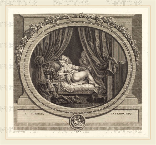 Jean Dambrun after FranÃ§ois Marie Isidore Queverdo, French (1741-1808 or after), Le sommeil interrompu, 1787, engraving