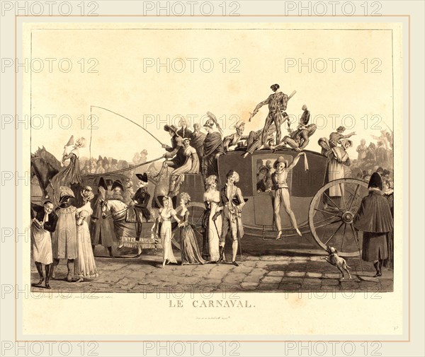 Philibert-Louis Debucourt, French (1755-1832), Le Carnaval, 1810, aquatint, etching, and roulette work