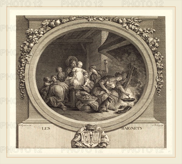 Nicolas Delaunay after Jean-Honoré Fragonard, French (1739-1792), Les Baignets, probably 1782, etching and engraving
