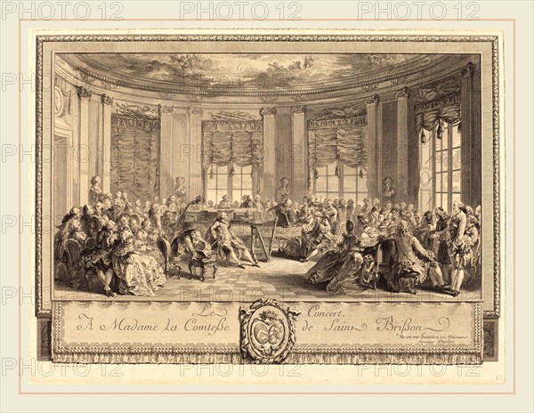 Antoine-Jean Duclos after Augustin de Saint-Aubin, French (1742-1795), Le concert, 1774, etching and engraving