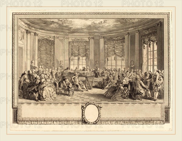 Antoine-Jean Duclos after Augustin de Saint-Aubin, French (1742-1795), Le concert, 1774, etching and engraving