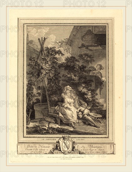 Isidore-Stanislas Helman after Pierre-Antoine Baudouin, French (1743-1806-1810), Le jardinier galant, 1778, etching and engraving