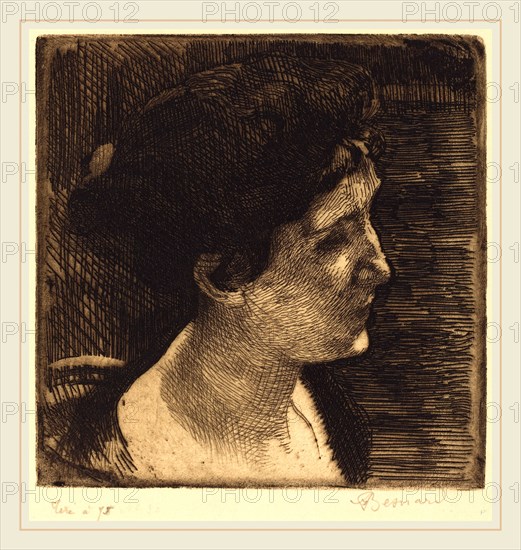 Albert Besnard, French (1849-1934), Woman in Full Profile (Grand profil de femme), 1892, etching in brown-black on cream laid paper
