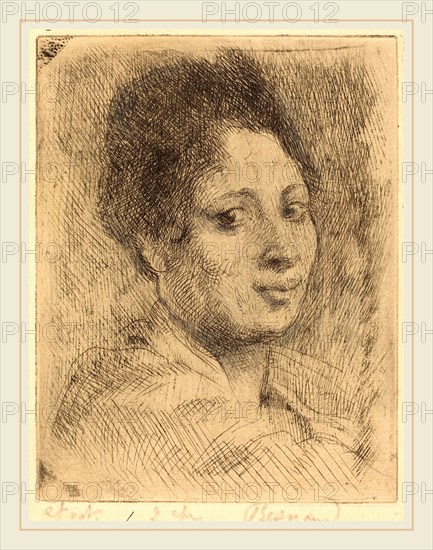 Albert Besnard, Peppina, French, 1849-1934, 1919, etching in black touched with graphite on cream laid paper