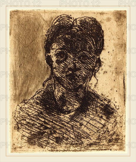 Paul Cézanne, French (1839-1906), Bust of a Girl, 1873, etching