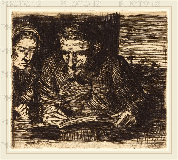Alphonse Legros, Account Book (Le livre de comptes), French, 1837-1911, etching