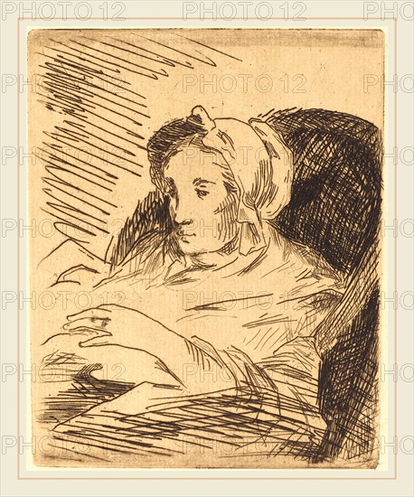 Edouard Manet, French (1832-1883), The Convalescent (La convalescente), 1876-1878, etching in dark brown on laid paper