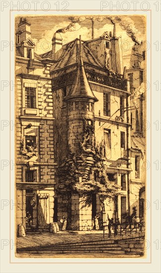 Charles Meryon, French (1821-1868), Tourelle de la Rue de la Tixéranderie, Paris (House with a Turret, Weavers' Street, Paris), 1852, etching