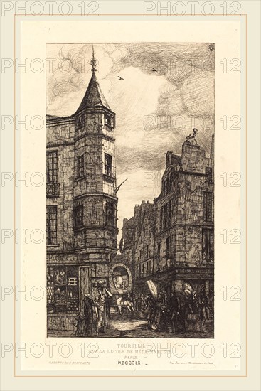 Charles Meryon, French (1821-1868), Tourelle, Rue de l'Ãâcole de Médecine, 22, Paris, 1861, etching