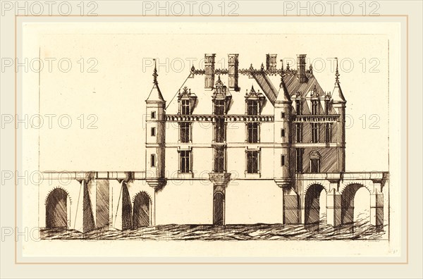 Charles Meryon after Jacques Androuet Ducerceau I, French (1821-1868), Chateau de Chenonceau, 1re planche (The Chateau of Chenonceau, 1st plate), 1856, etching