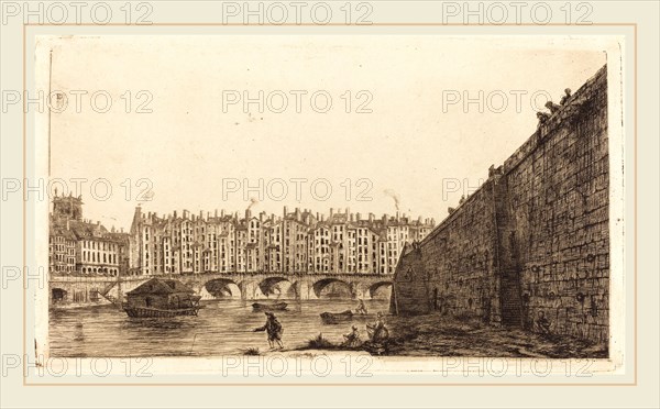 Charles Meryon after Victor Jean Nicolle, French (1821-1868), Le Pont-au-Change, Paris, vers 1784, 1855, etching