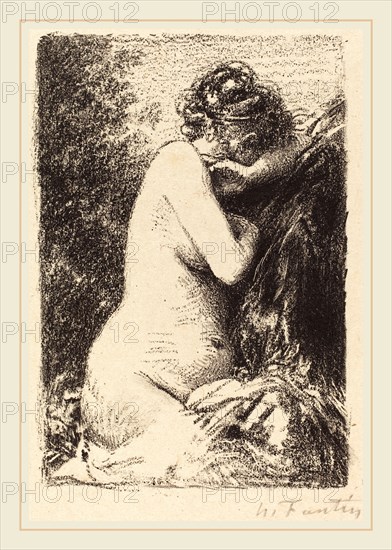 Henri Fantin-Latour, French (1836-1904), Weeper: Study of a Nude Woman, Seated with Profile to Right, 1899, lithograph
