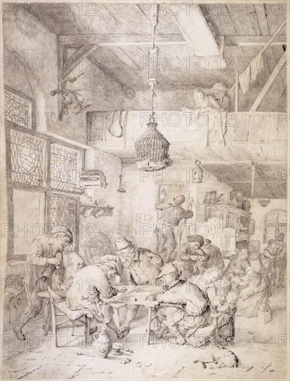 Peasants Playing Backgammon and Merry-Making in a Tavern