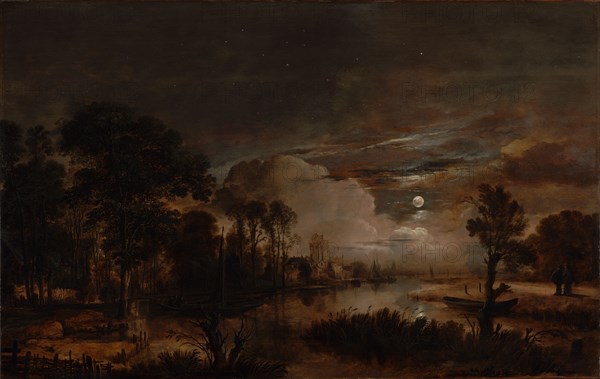 Moonlit Landscape with a View of the New Amstel River and Castle