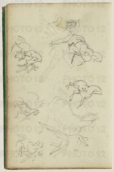 Six studies for man beside a rearing horse