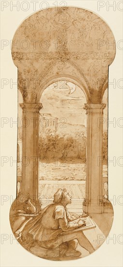 Taddeo Copying Raphael's Frescoes in the Loggia of the Villa Far