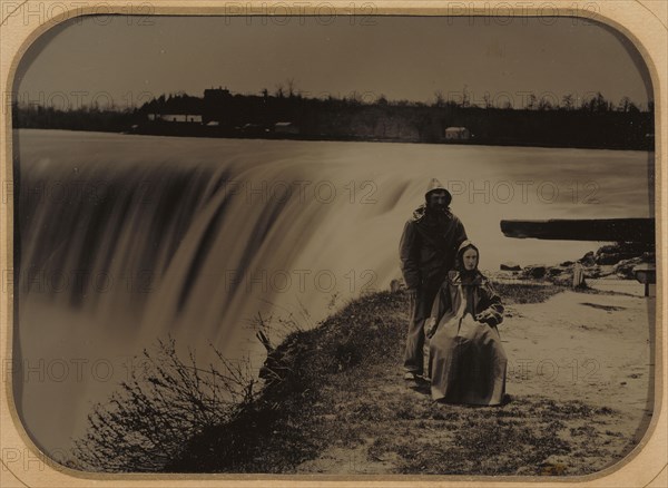 [Portrait of a Couple at Niagara Falls in Waterproof Clothing]