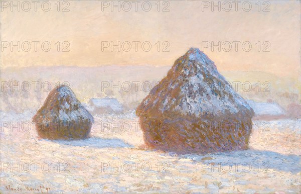 Wheatstacks, Snow Effect, Morning (Meules, Effet de Neige, Le Ma