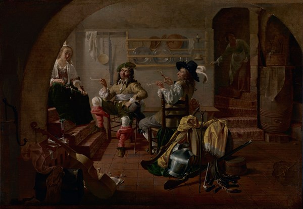 Interior with Soldiers and Women