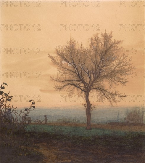 Landscape with a Bare Tree and a Plowman